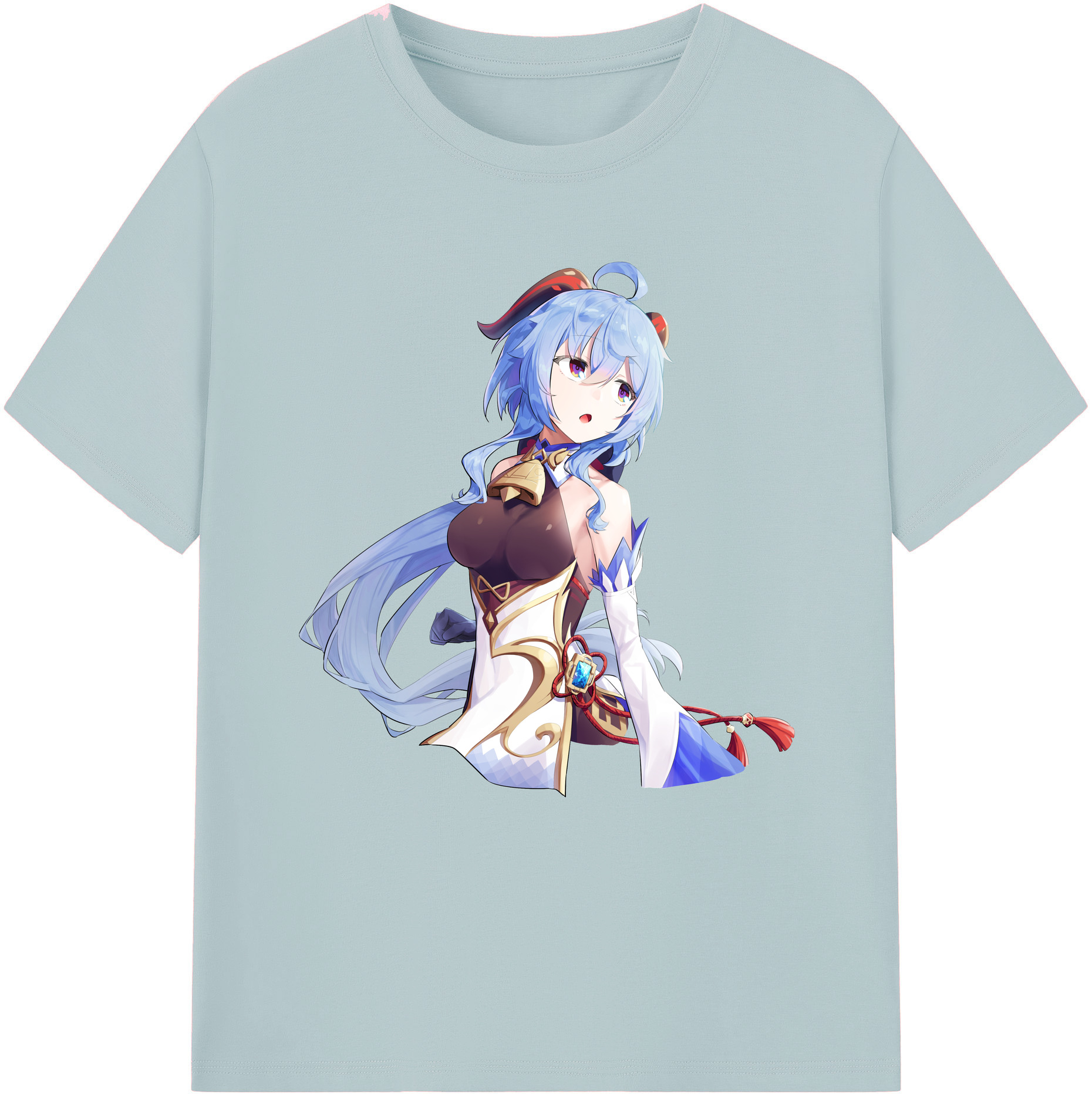 げんし神 甘雨 かんう genshin Ganyu 綿100％半袖Tシャツ（フロントプリント）